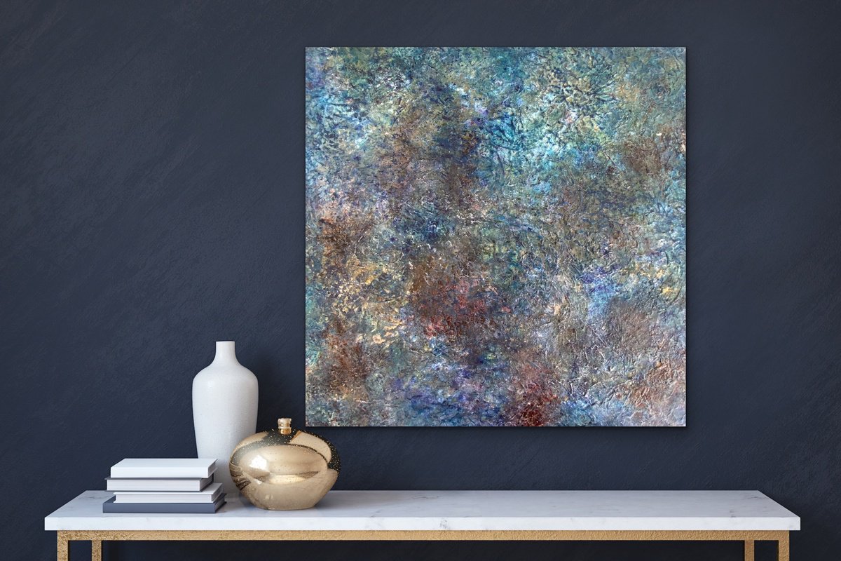 Organic Abstract Painting By Jan Rogers, 24 X 24, A Myriad Of Blue, Original Artwork