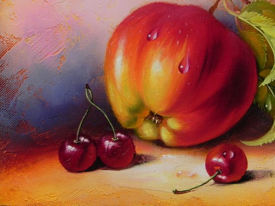 "Fruits" Original still life Oil Small bright kitchen decor 2022