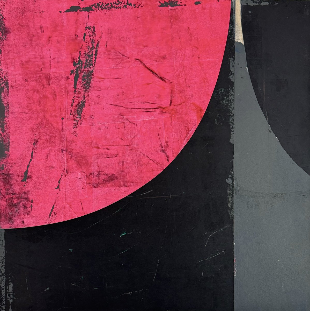 Geometric Abstract Collage By Domenica Brockman, 16 X 16, Pink Moon, Original Artwork