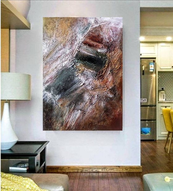 Gold air 70x100cm Abstract Textured Painting