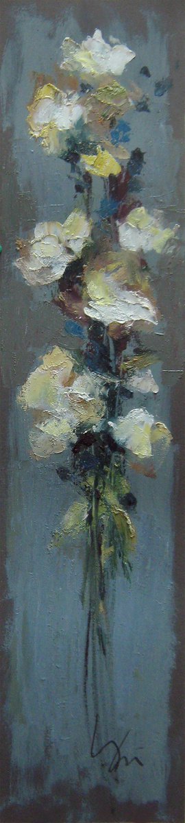 White and Yellow Flowers KIP-76, Mato Jurkovic, academic painter by Mato Jurkovic