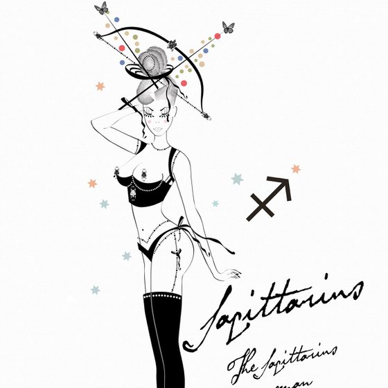 Sagittarius - Sagittario - Astrology - Zodiac - AstroPinup - Pinup Girl - Erotic - Birthday - Gift