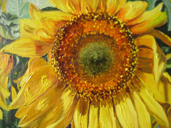 Sunflowers and Apples Still Life