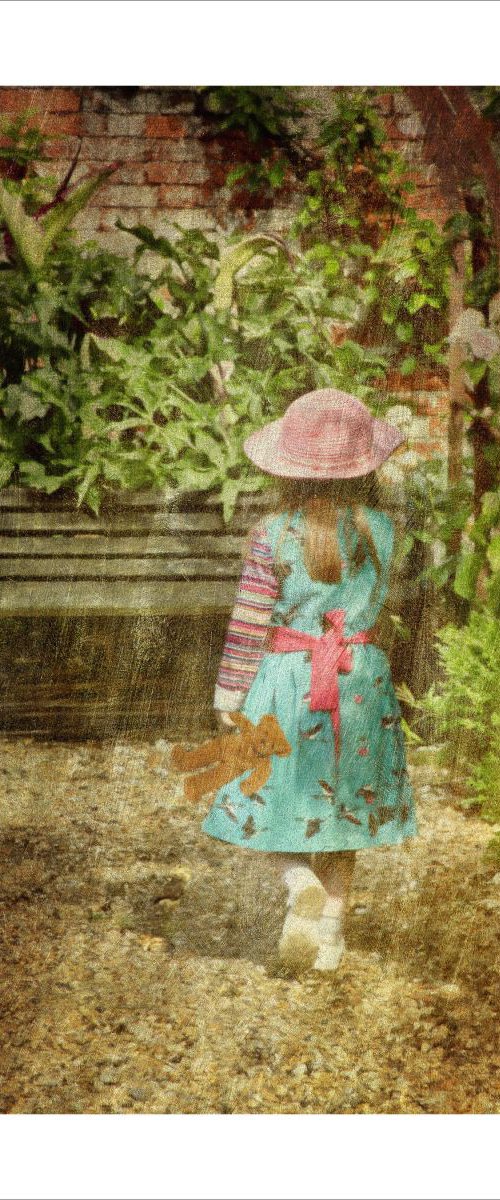 Girl & Teddy in the Garden by Martin  Fry