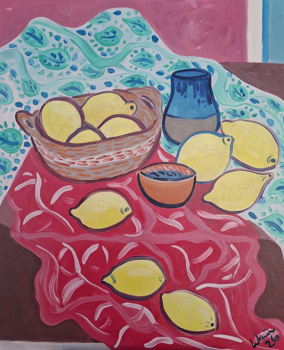 Patterned Interior With Citrus By Kirsty Wain, 20 X 24, Artwork For Sale On Artfinder