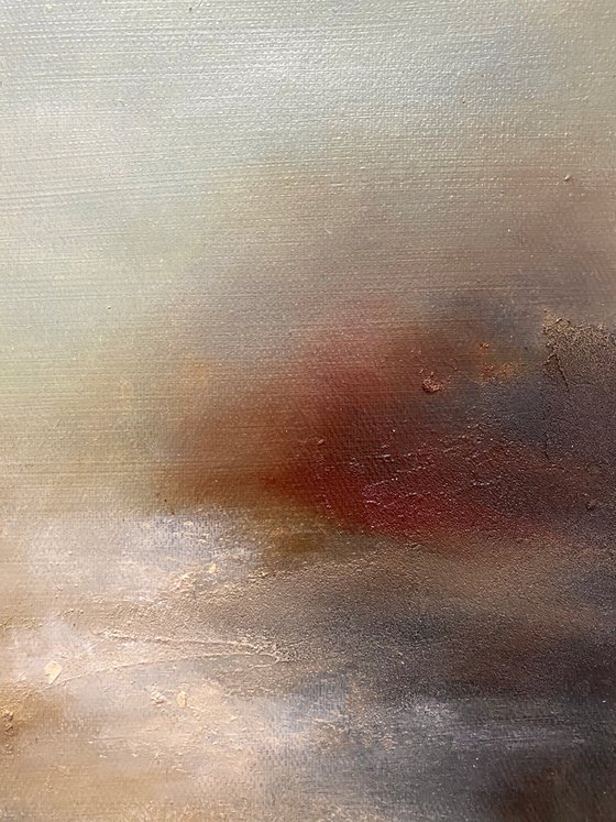 Flow 30x30 cm  - gold particles original oil painting landscape gift modern urban art office art decor home decor gift idea