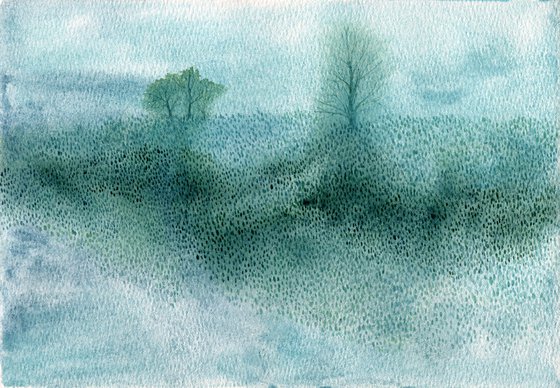 Calm watercolor landscape