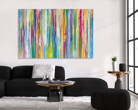 City Lights - XL LARGE,  STRIPED, MODERN, ABSTRACT ART – EXPRESSIONS OF ENERGY AND LIGHT. READY TO HANG!