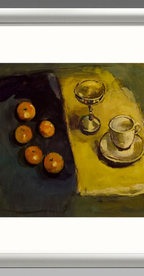 Still Life with Yellow and Blue Cloth. by Andre Pallat