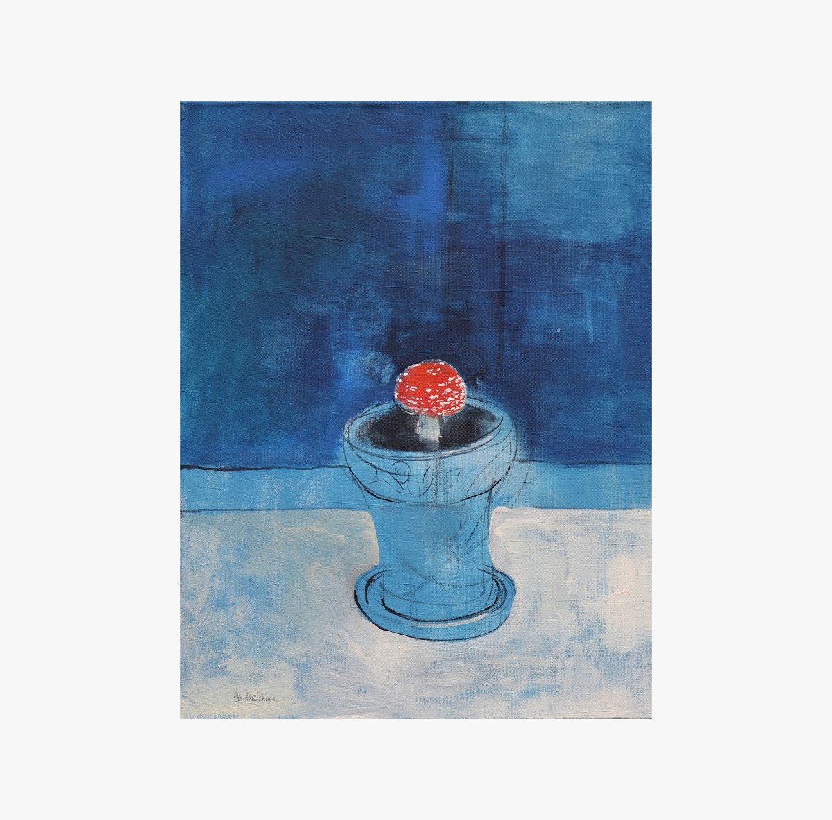 Impressionistic Still Life Acrylic Painting By Artem Andreichuk, 20 X 26, Amanita, Original Artwork