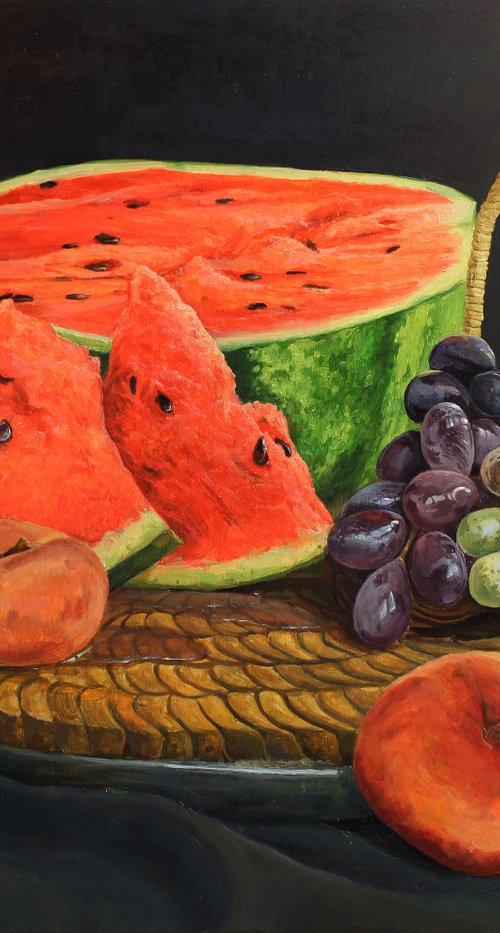 Watermelon and fruit by Linar Ganeev