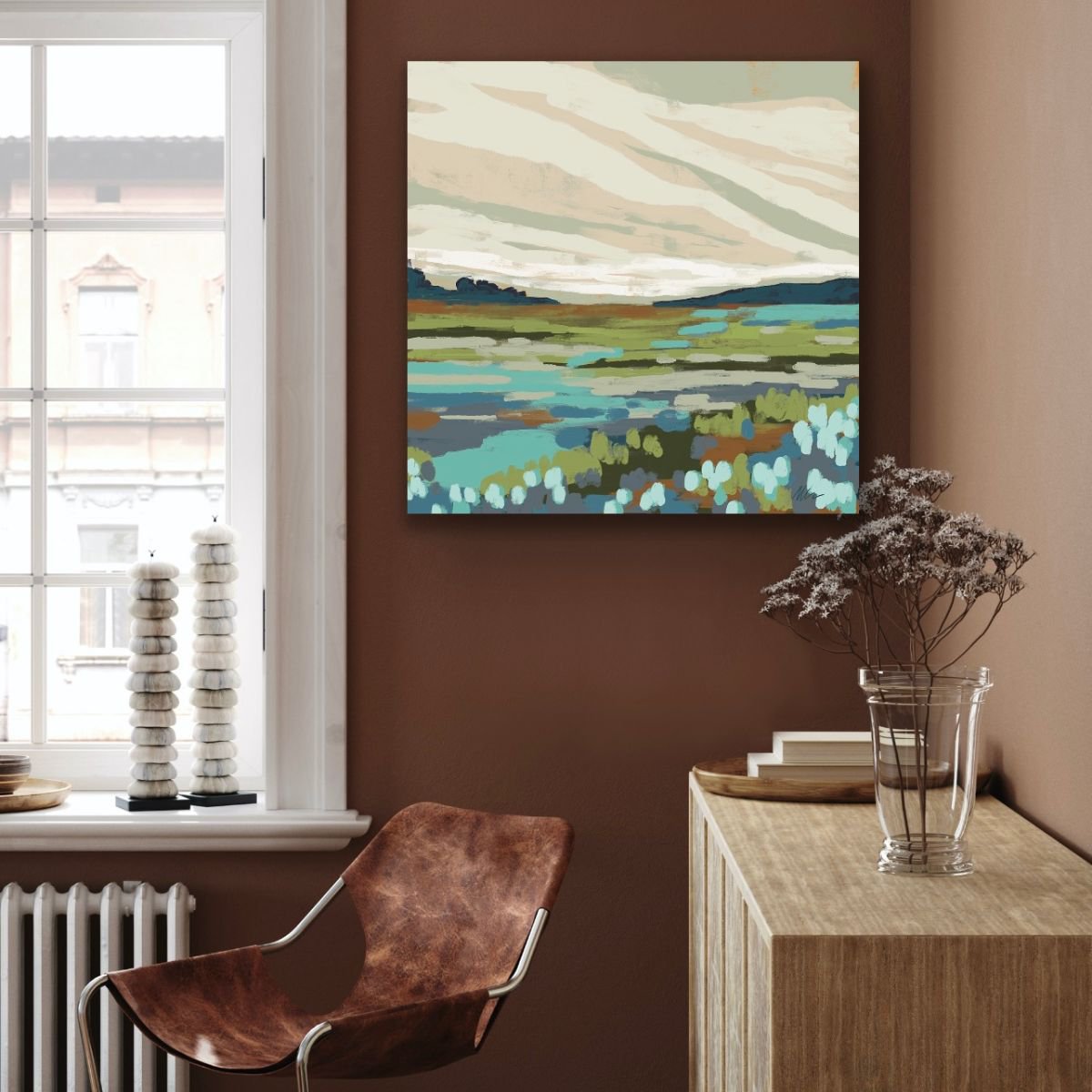 Impressionistic Landscape Giclee Print By Melinda Macdonald, 30 X 30", The Perfect Day, Original Artwork