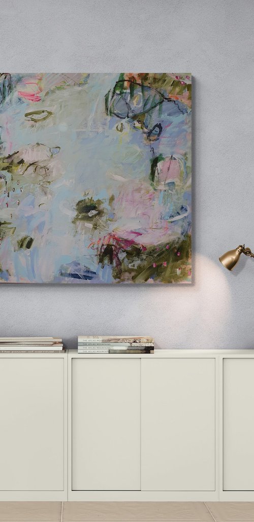 Rain over the waterlily Pond by Jutta Widrinsky