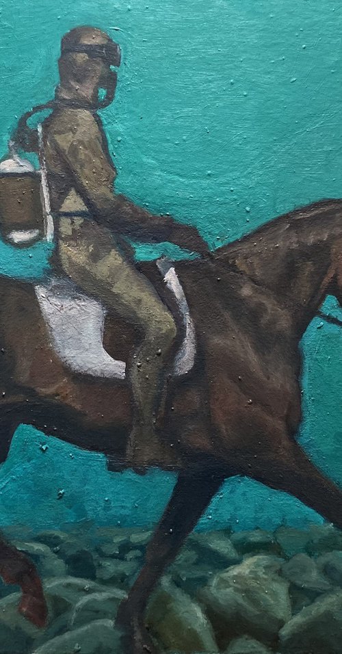 diver underwater with horse by Gianluca Cavallo