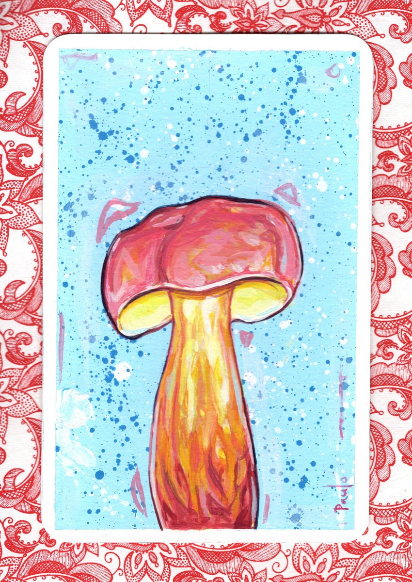 Illustrative Botanical Acrylic Painting By Paul Ward, 8 X 10", Two Coloured Bolete, Original Artwork