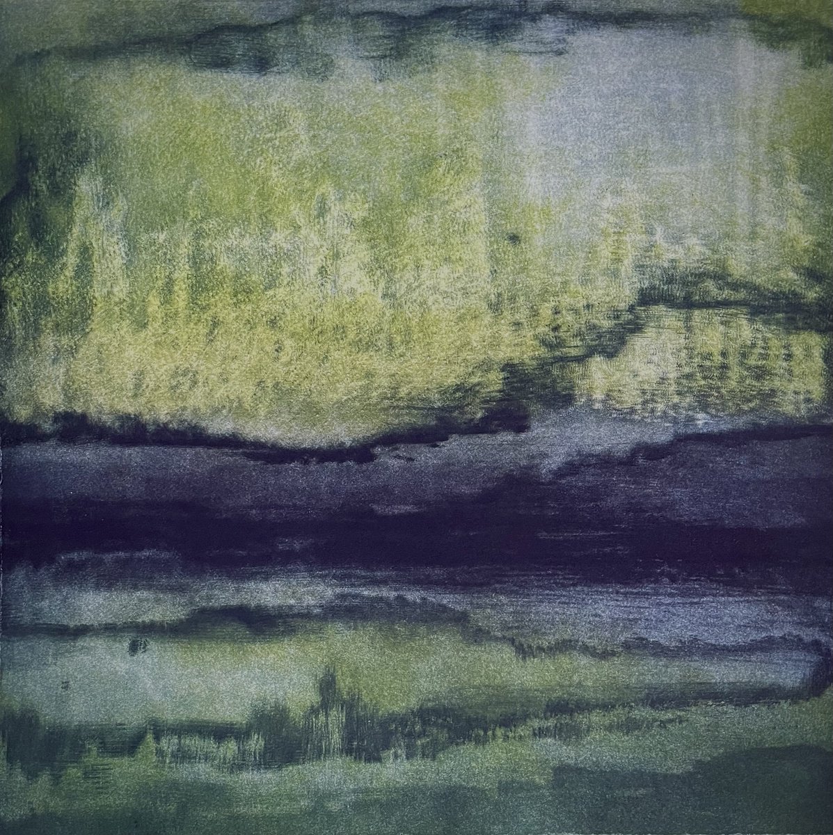 Abstract Landscape Etchings & Engravings By Lizzie Butler, 11 X 11", Hope Springs, Original Artwork