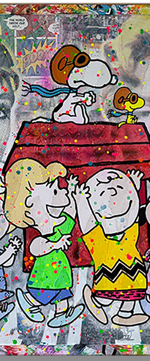 Snoopy Flying - Canvas - Giclee Print by Gardani Art