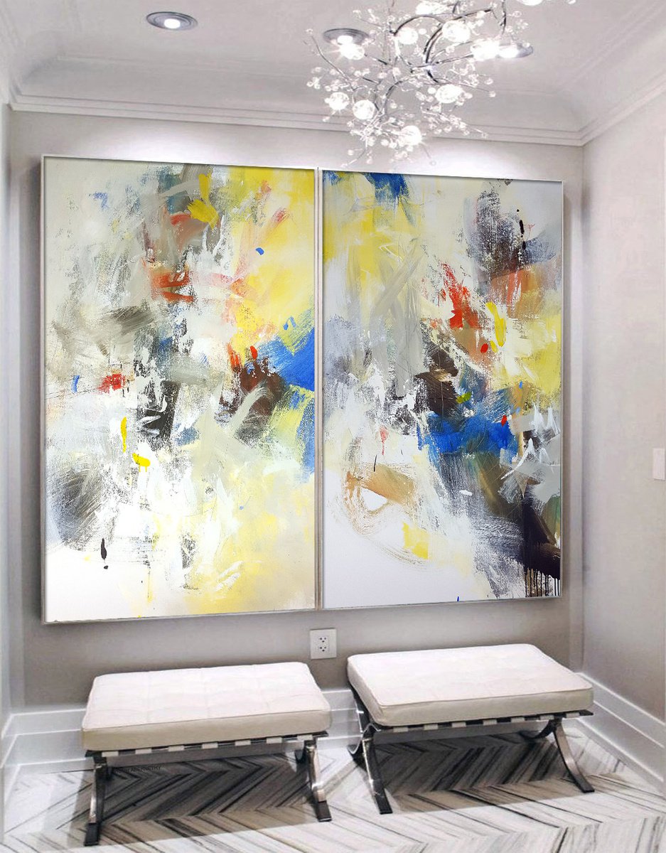 Abstract Oil Painting By Hugh Abernethy, 72 X 60, Meeego, Original Artwork