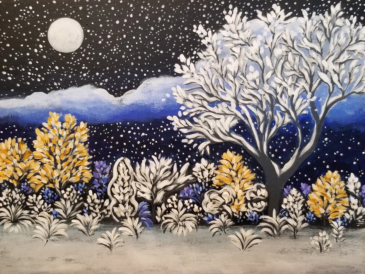 Impressionistic Landscape Acrylic Painting By Karen Rieger, 16 X 12", Celestial Poetry, Original Artwork