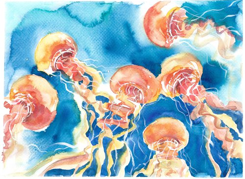 Jellyfish watercolor by Tanya Amos