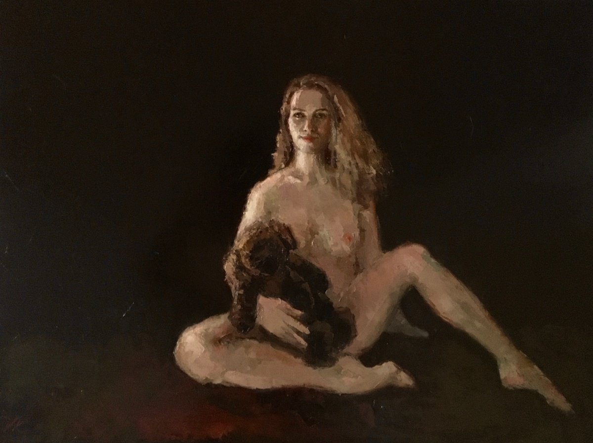 Impressionistic Portrait Oil Painting By Vera Klimova, 31 X 24", Inner Child 1, Original Artwork