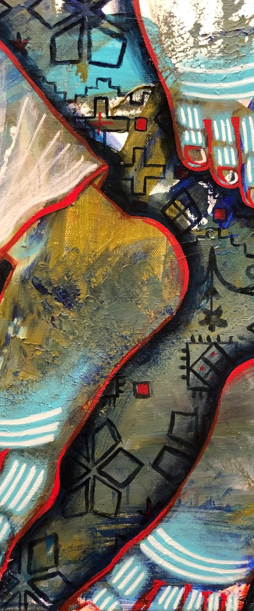 “Personal boundaries 3” abstract folk painted legs by Yuliia Chaika