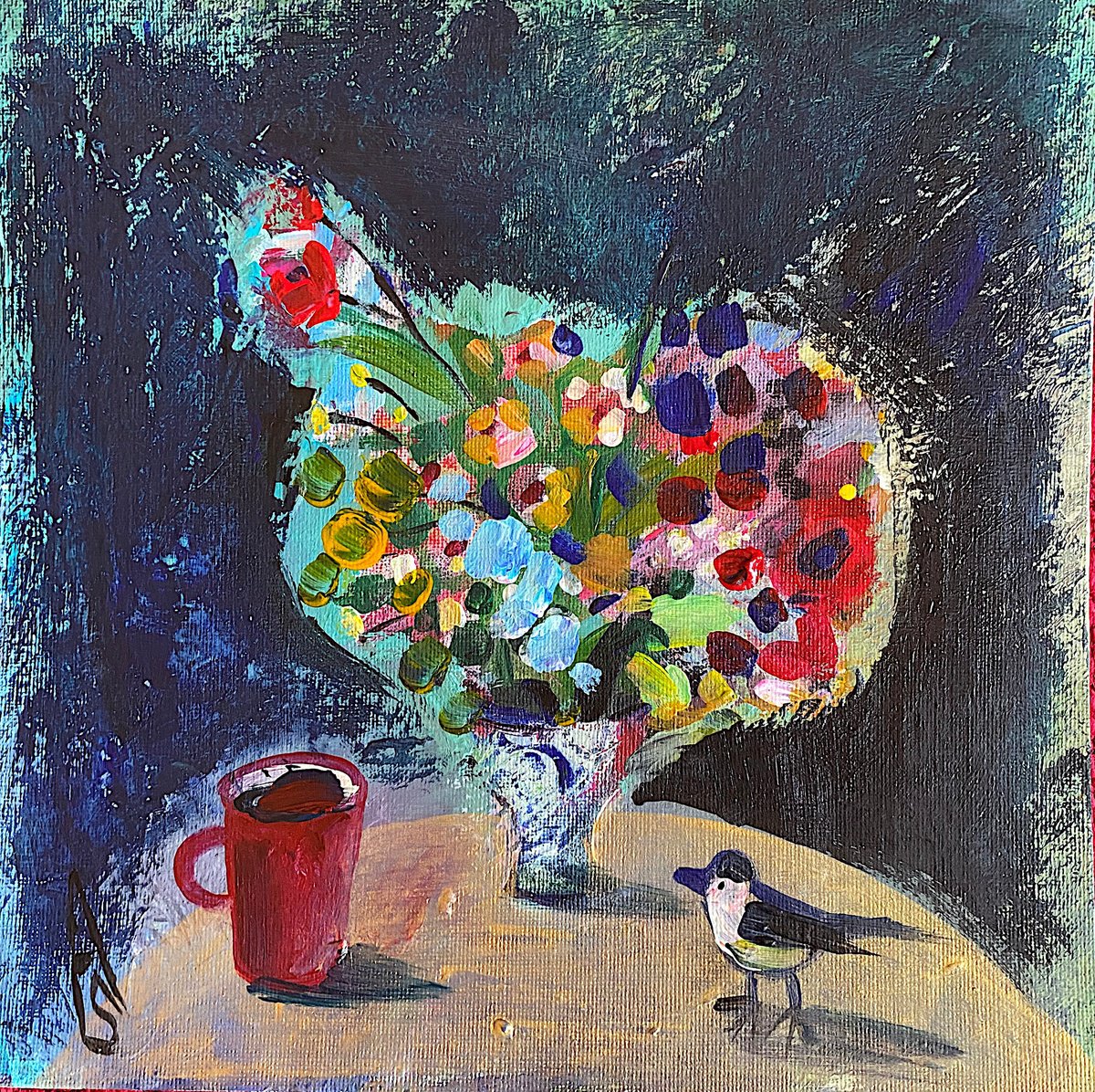 Impressionistic Cityscapes Acrylic Painting By Sona Adalyan, 10 X 10", Happy Morning, Original Artwork