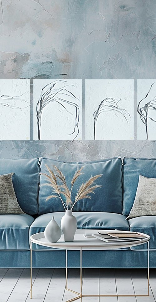 The wind in my hair Set of 4 artworks by Rimma Savina