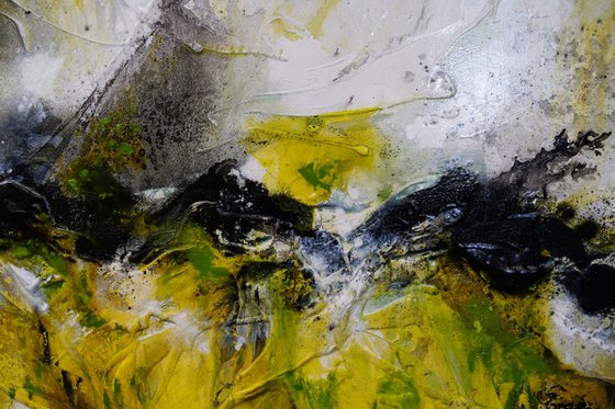 Lime Tonic 190cm x 100cm Green Textured Abstract Art