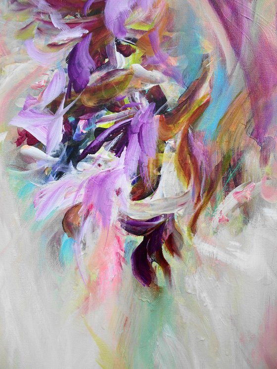 Large Abstract Purple Violet Floral Landscape Painting. Modern Abstract Art. Abstract Floral Painting 61x91cm.