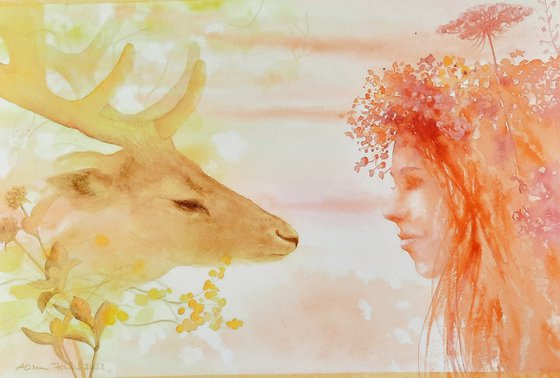 Dreaming Deer - Original Watercolour Painting