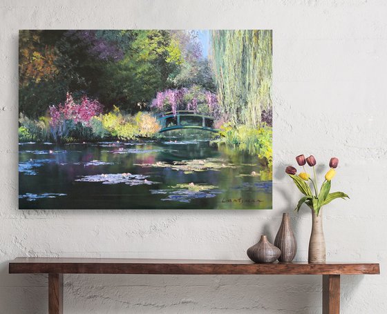 Waterlily pond and a garden landscape, Inspired by Monet