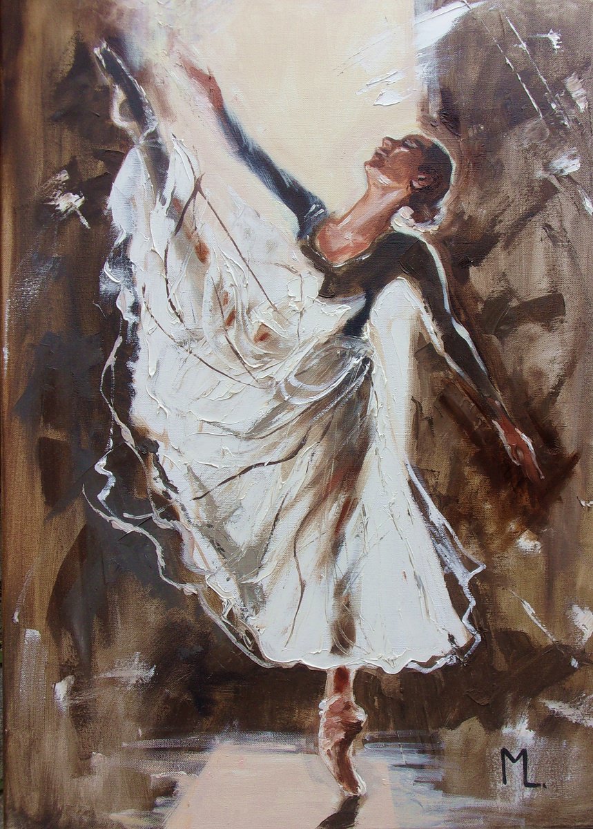 Expressive Portrait Oil Painting By Monika Luniak, 20 X 28", " Light ... ", Original Artwork