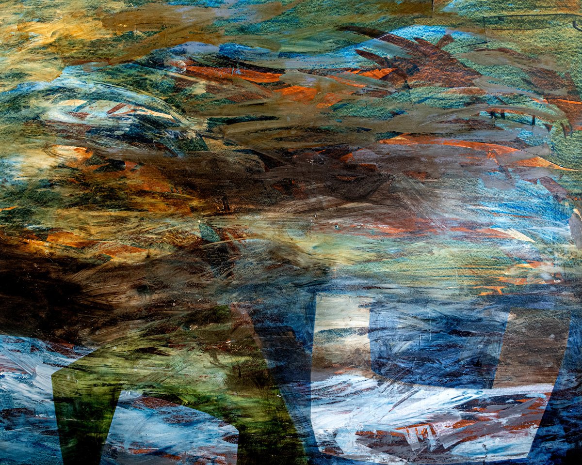 Abstract Landscape Oil Painting By Elizabeth Anne Fox, 60 X 48, Dark River, Original Artwork