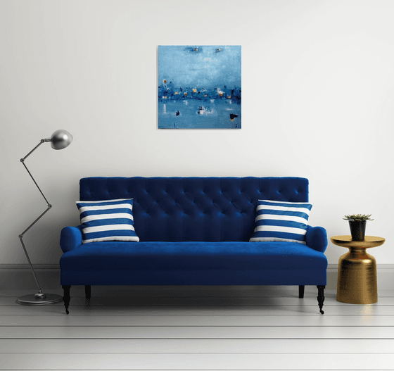 La Laguna. (The Lagoon) 70X70 cm. Abstract Painting.