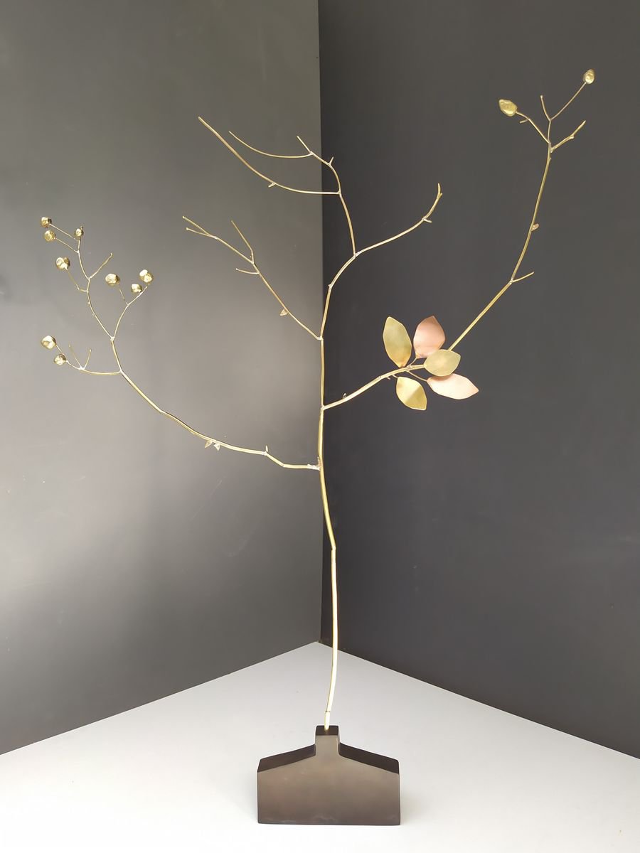 Impressionistic Botanical Bronze Sculpture By Anna Andreadi, 24 X 30, Sleeping Almond Tree, Original Artwork