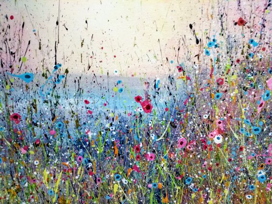 Pink champagne - wildflower meadow painting