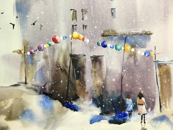 Watercolor “Christmas is coming” perfect gift