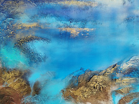 A beautiful large modern semi-abstract seascape painting "Wonderland"