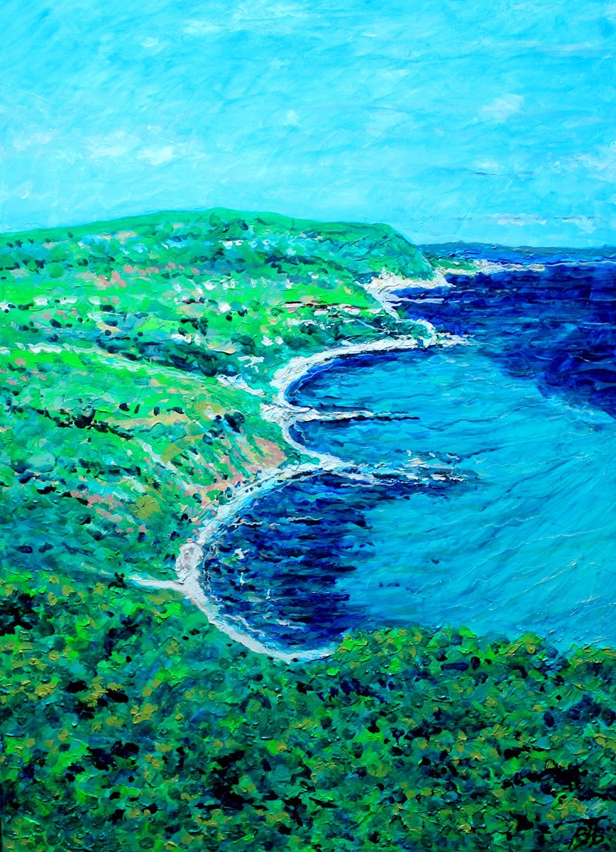 Impressionistic Landscape Acrylic Painting By Paul J Best, 20 X 28", Capo Vaticano, Original Artwork