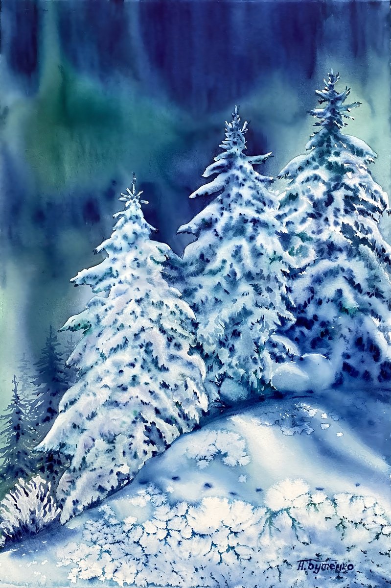 Illustrative Watercolour , Winter Fairytale By Natalia Butenko, 15 X 22, Artwork For Sale On Artfinder