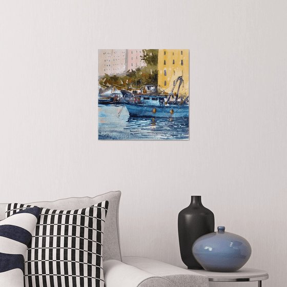 Camogli blue boat