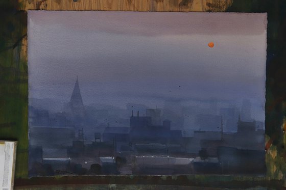Sun rises and fog settles