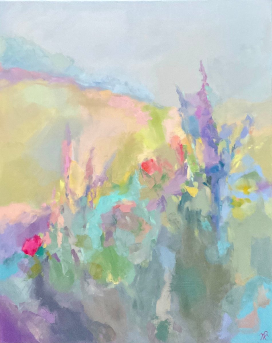 Organic Abstract Oil Painting By Vera Klimova, 31 X 39", Idyll, Original Artwork