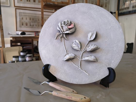 Shades of grey-monochrome rose flower, 30x30x4 cm