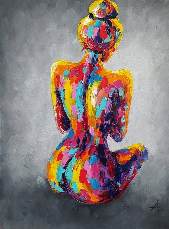 Beautiful lines - woman body, nude, erotic, body, woman, woman body, oil painting, gift for him, gift for man, nu