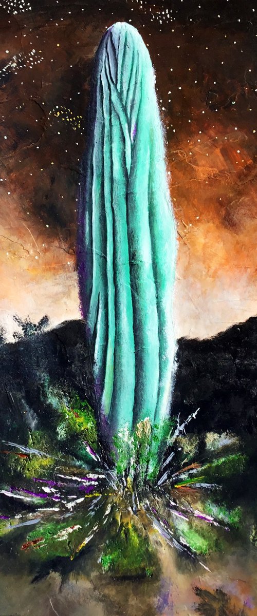 Saguaro at night by Jg Wilson