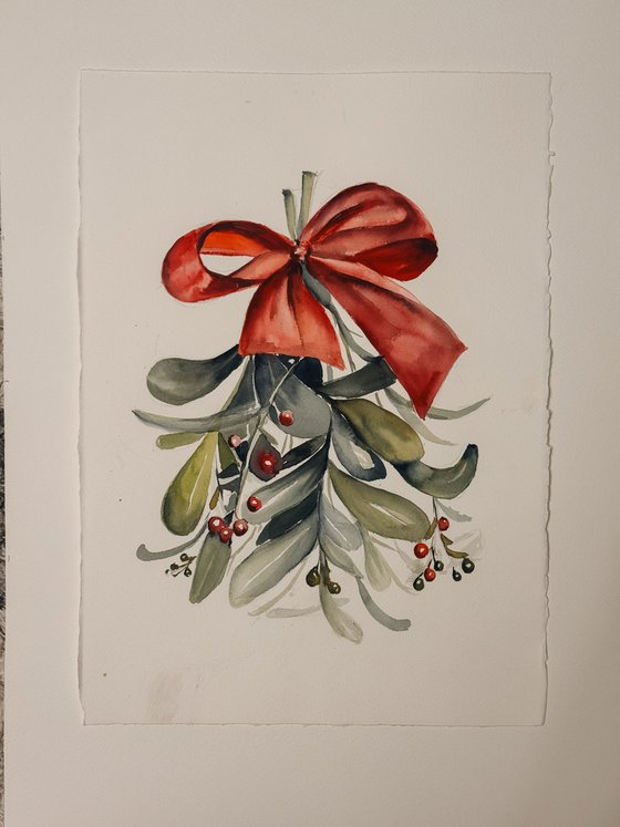 Branch of Christmas mistletoe