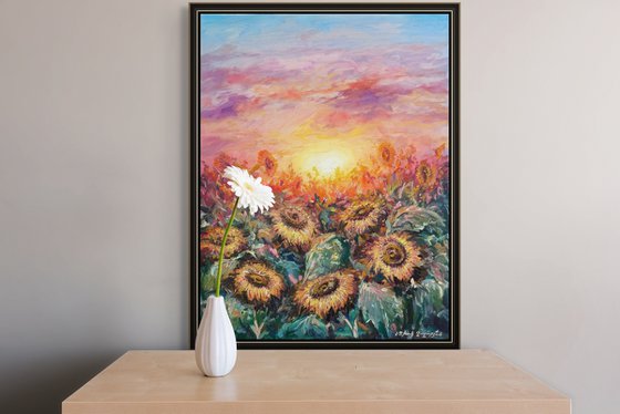 Sunflowers at Sunset