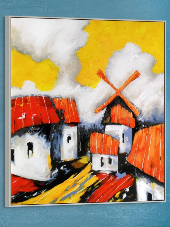 Cloudscape With a Windmill